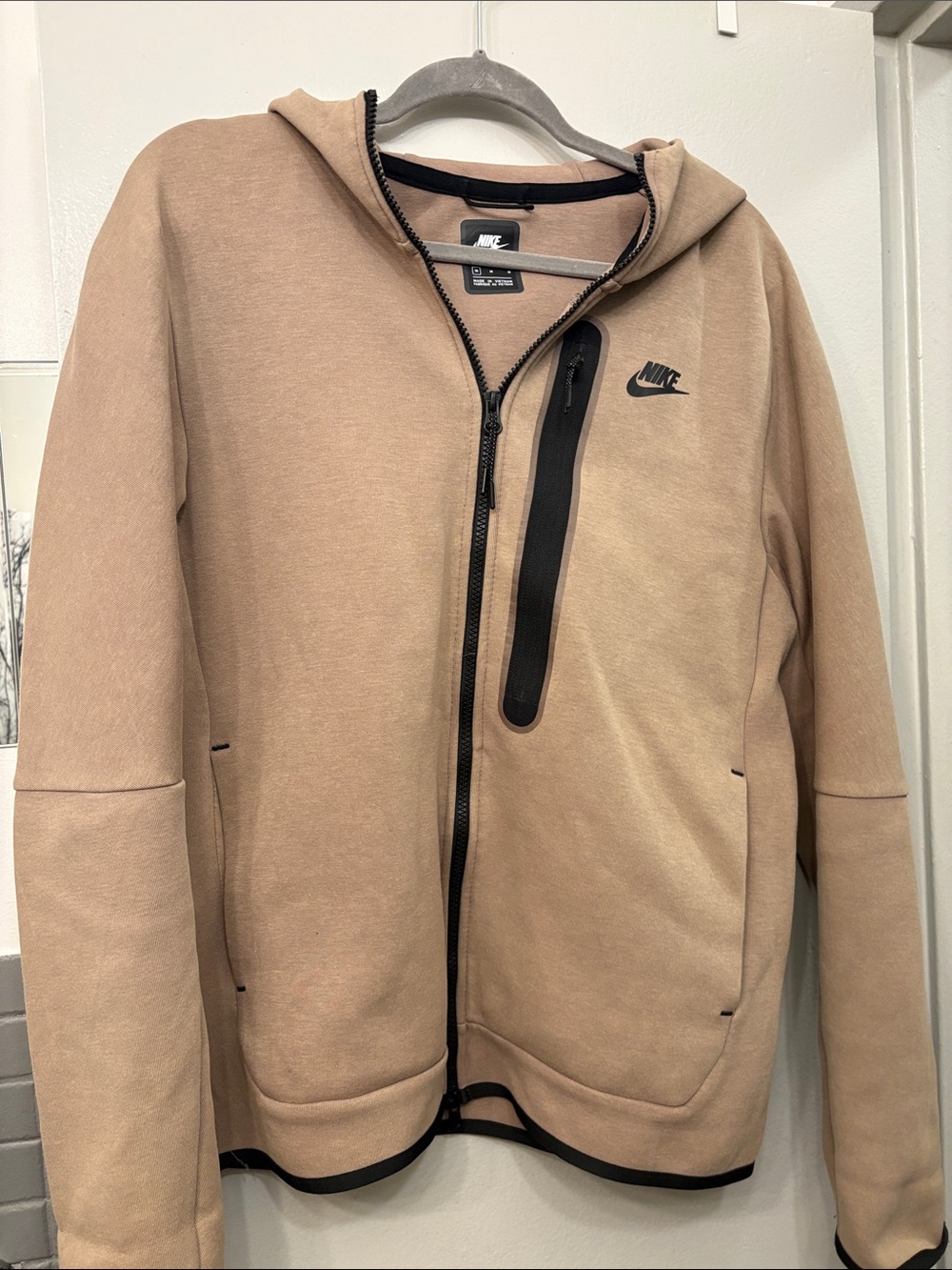Nike Tan Hooded Zip Jacket with Black Trim